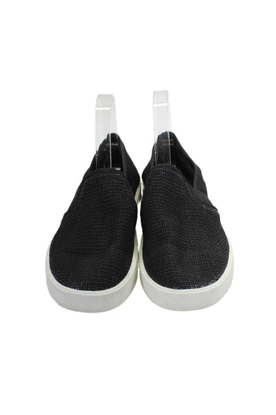 Vince Womens Slip On Woven Low Top Sneakers Black White Size 9M