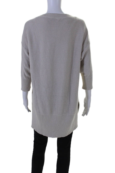 T Alexander Wang Womens 3/4 Sleeve Scoop Neck Side Slit Sweater Gray Size Medium