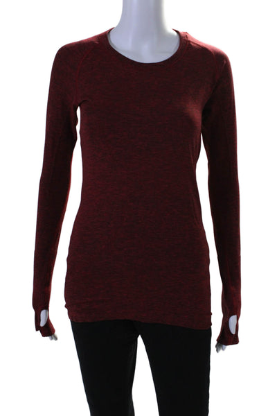 Lululemon Womens Long Sleeve Scoop Neck Stretch Knit Shirt Red Size 6