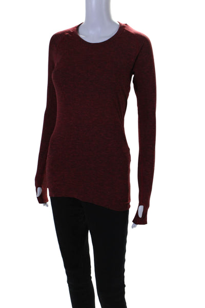 Lululemon Womens Long Sleeve Scoop Neck Stretch Knit Shirt Red Size 6