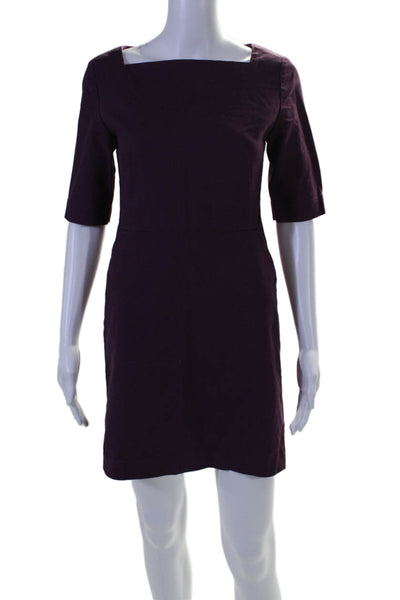 Kate Spade Saturday Womens Back Zip Square Neck Shift Dress Purple Size 4