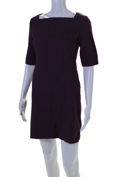 Kate Spade Saturday Womens Back Zip Square Neck Shift Dress Purple Size 4