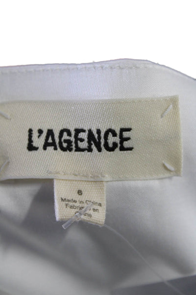 L'Agence Womens Belted High-Rise Hook Closure Tapered Cargo Pants White Size 6