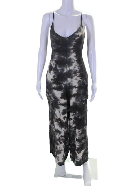 Stark Women's V-Neck Spaghetti Straps Wide Leg Tie Dye Jumpsuit Size M