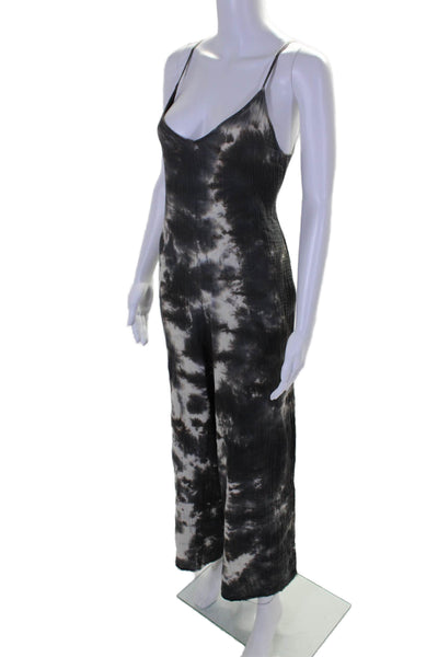 Stark Women's V-Neck Spaghetti Straps Wide Leg Tie Dye Jumpsuit Size M