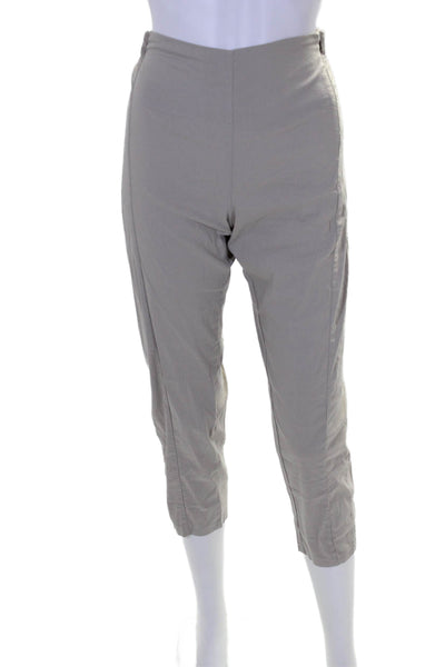 Lurdes Bergada Women's Elastic Waist Flat Front Straight Leg Pants Beige Size S