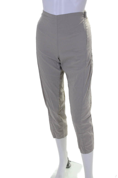 Lurdes Bergada Women's Elastic Waist Flat Front Straight Leg Pants Beige Size S