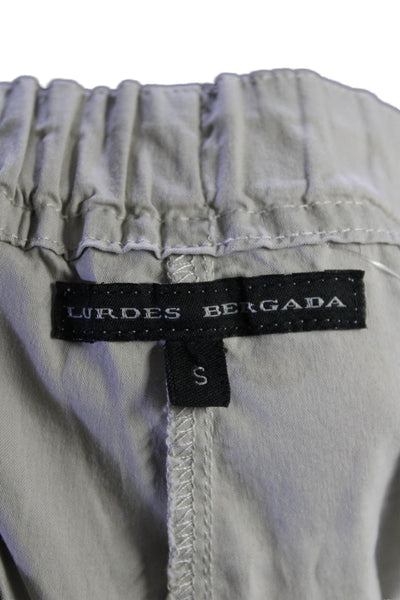 Lurdes Bergada Women's Elastic Waist Flat Front Straight Leg Pants Beige Size S