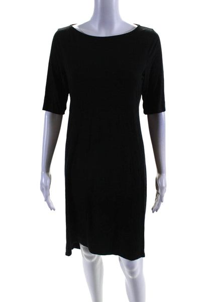 Eileen Fisher Womens 3/4 Sleeves A Line Mid Calf Shirt Dress Black Size Small