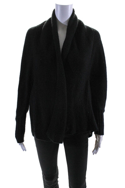 BCBG Max Azria Womens Long Sleeves Wrap Cardigan Sweater Black Size Medium