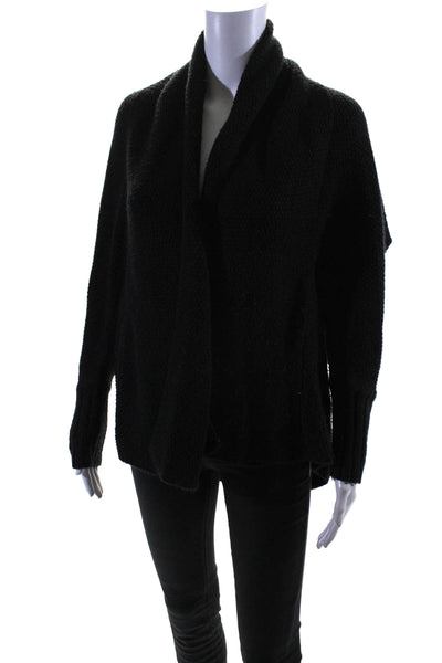 BCBG Max Azria Womens Long Sleeves Wrap Cardigan Sweater Black Size Medium