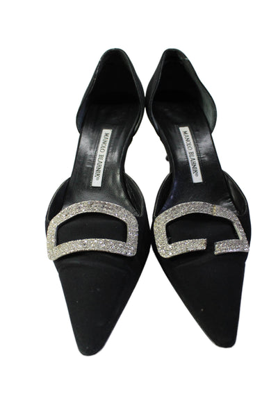 Manolo Blahnik Womens Jeweled Pointed Toe D'Orsay Pumps Black Size 40.5 10.5