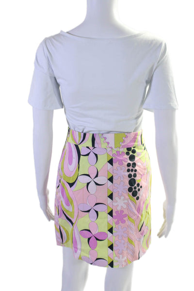 Averardo Bessi Womens Side Zip Abstract Print Knee Length Skirt Pink 2