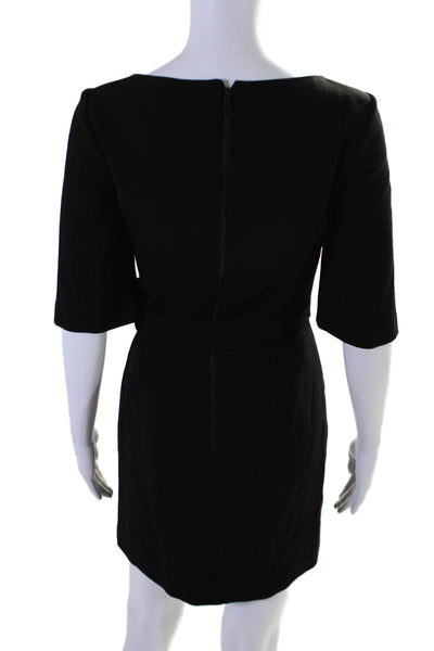 Alice + Olivia Womens Back Zip Long Sleeve Scoop Neck Dress Black Size 2