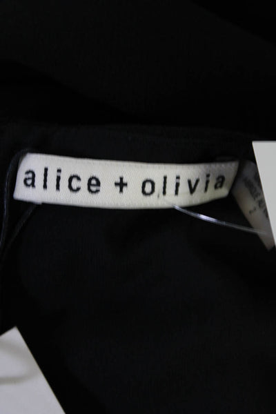 Alice + Olivia Womens Back Zip Long Sleeve Scoop Neck Dress Black Size 2