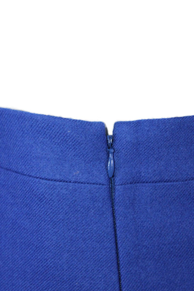 J Crew Womens Back Zip Straight Long Casual Skirt Wool Blue Size 8 US