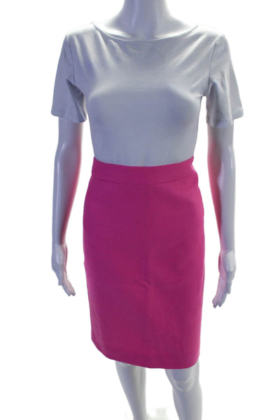 J Crew Womens Back Zip Straight Mid Calf Skirt Wool Pink Size 6 US