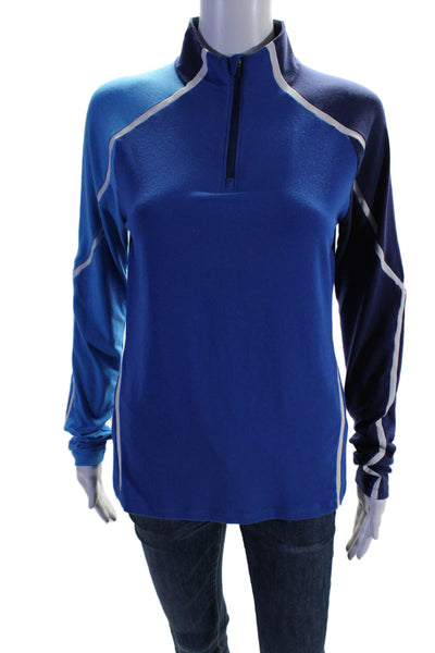 G/Fore Womens Long Sleeve Quarter Zip Mock Neck Shirt Blue Size Medium