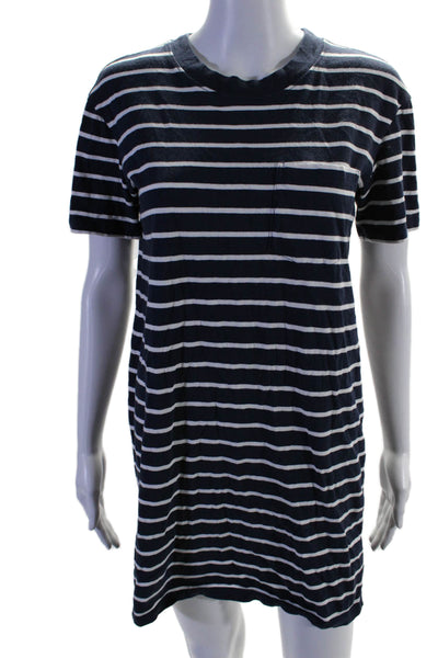 Madewell Womens Short Sleeve Crew Neck Striped Tee Shirt Dress Navy White XS