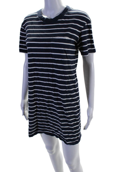 Madewell Womens Short Sleeve Crew Neck Striped Tee Shirt Dress Navy White XS