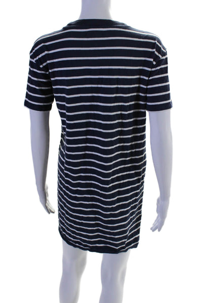 Madewell Womens Short Sleeve Crew Neck Striped Tee Shirt Dress Navy White XS