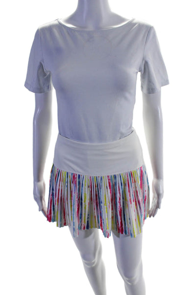 Lucky In Love Womens Scoop Neck Striped Tank Top Skort Set White Size 8-10