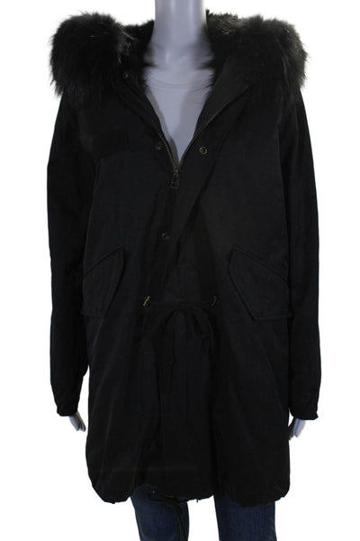 Natures Collection Womens Long Sleeve Zip Front Hooded Jacket Black Small