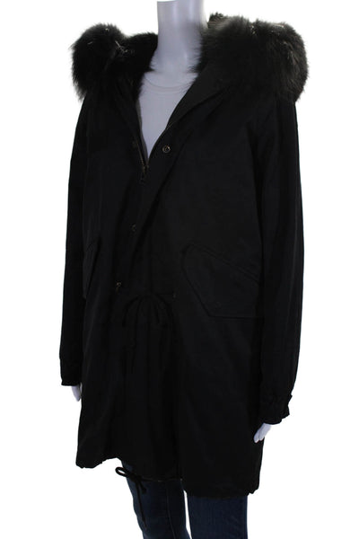 Natures Collection Womens Long Sleeve Zip Front Hooded Jacket Black Small