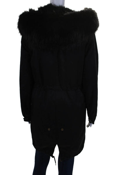 Natures Collection Womens Long Sleeve Zip Front Hooded Jacket Black Small