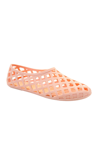 Jeffrey Campbell Women's Round Toe Mesh Rubber Ballet Flat Shoes Peach Size 10