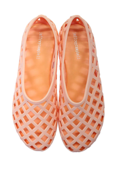 Jeffrey Campbell Women's Round Toe Mesh Rubber Ballet Flat Shoes Peach Size 10