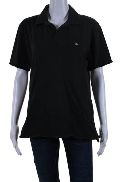 Rag & Bone Womens Short Sleeve Collared Polo Shirt Black Size Medium