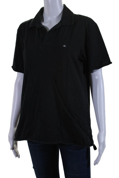 Rag & Bone Womens Short Sleeve Collared Polo Shirt Black Size Medium