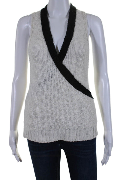 Maeve Anthropologie Womens Sleeveless V Neck Crochet Knit Top White Size Small