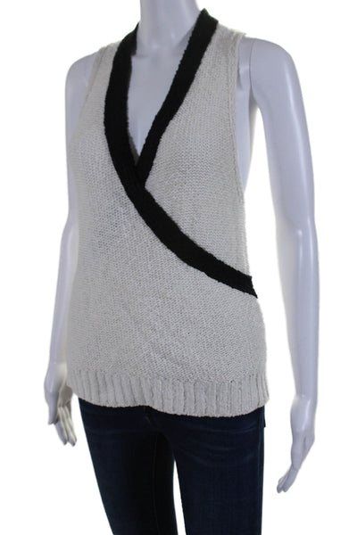 Maeve Anthropologie Womens Sleeveless V Neck Crochet Knit Top White Size Small