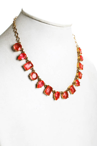 Kate Spade New York Womens Red Geometric Resin Enamel 18" Necklace