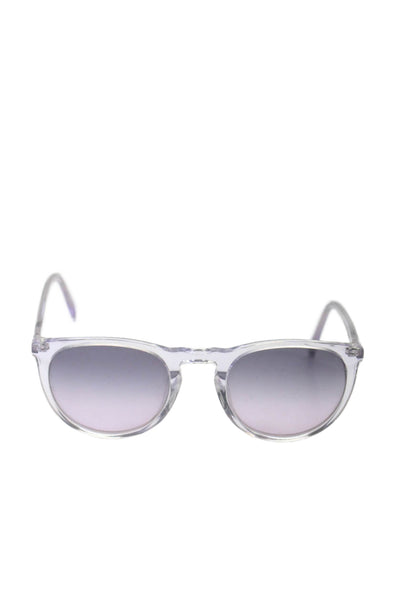 Warby Parker Womens Haskell Rounded Clear Pearl Chain Sunglasses Lilac 22 49 145