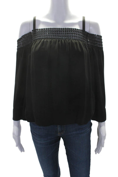 Rebecca Minkoff Womens Long Sleeve Pullover Blouse Top Black Size XXS