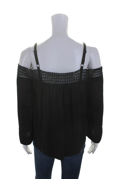 Rebecca Minkoff Womens Long Sleeve Pullover Blouse Top Black Size XXS