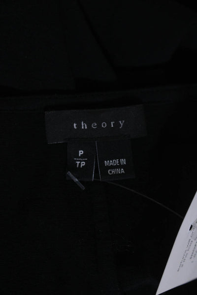 Theory Womens Cotton V-Neck Long Sleeve Pullover Blouse Top Black Size P