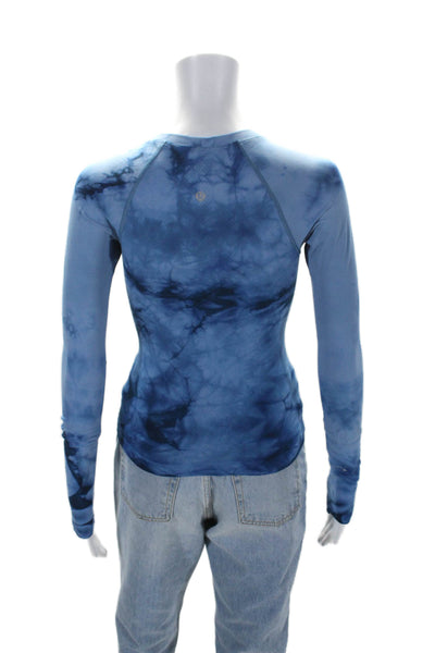 Lululemon Womens Long Sleeve Crew Neck Tie Dyed Knit Shirt Blue Size 0