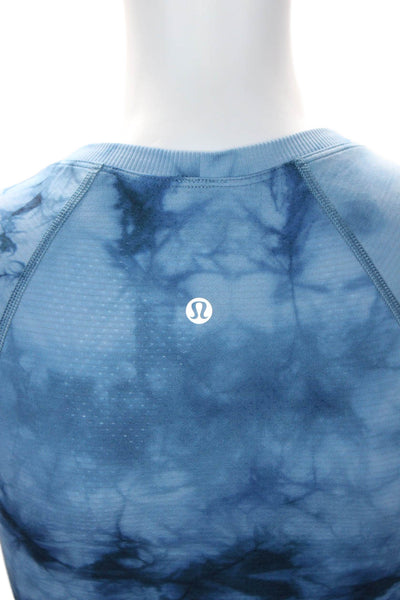 Lululemon Womens Long Sleeve Crew Neck Tie Dyed Knit Shirt Blue Size 0