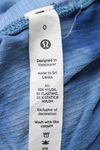 Lululemon Womens Long Sleeve Crew Neck Tie Dyed Knit Shirt Blue Size 0