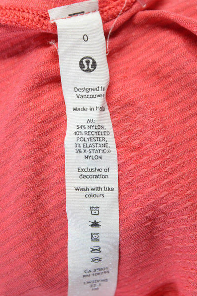 Lululemon Womens Short Sleeve Crew Neck Stretch Knit Tee Shirt Pink Size 0