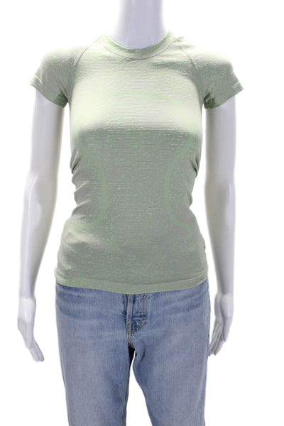 Lululemon Womens Short Sleeve Crew Neck Tee Shirt Gray Green Size 0