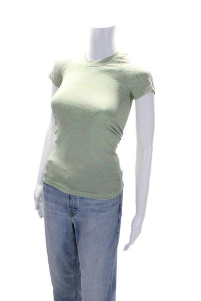 Lululemon Womens Short Sleeve Crew Neck Tee Shirt Gray Green Size 0