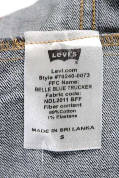 Levis Womens Button Front Dark Wash Collared Jean Jacket Blue Size Small