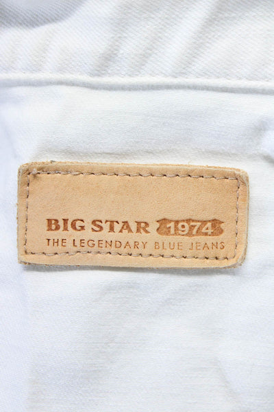 Big Star Womens Button Front Long Sleeve Collared Jean Jacket White Sized Small