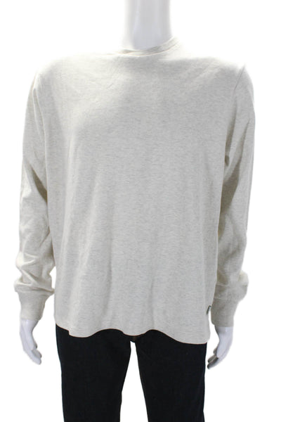 Frame Mens Cotton Beige Crew Neck Long Sleeve Pullover Classic Sweatshirt Size L