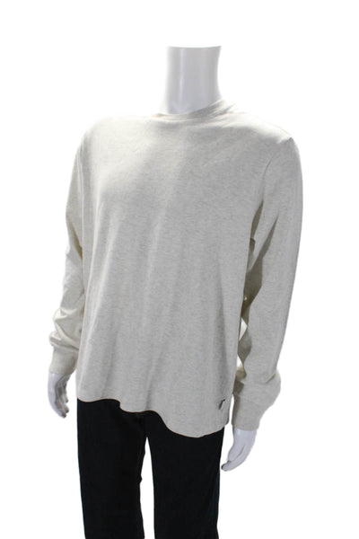 Frame Mens Cotton Beige Crew Neck Long Sleeve Pullover Classic Sweatshirt Size L